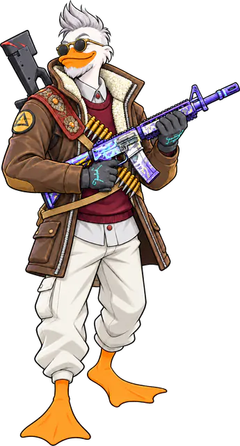 Duck soldier in a leather jacket holding a rifle, Counter-Strike 2 style