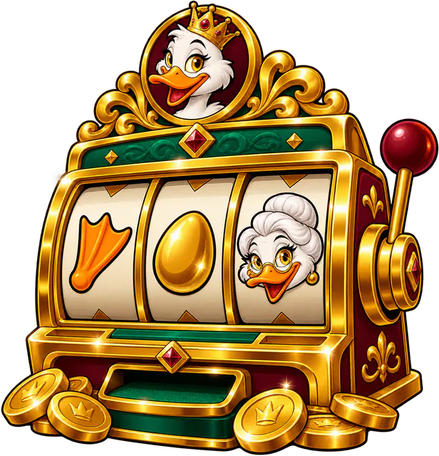 Golden slot machine with a duck crown and Granny Quackpot on the reels
